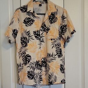 Tropical Leaf Print Men's Shirt Small